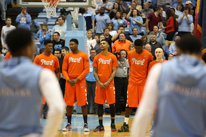 Just as SU players did during the season, Boeheim's Army players honored the late Pearl Washington by wearing warm-up shirts with his name on them.